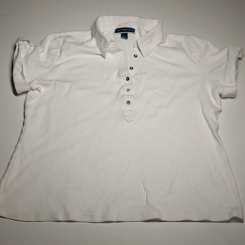 Karen Scott XL 100% Cotton White  Polo